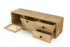 Mobile TV quercia e nero 140x40x60h cm 2 ante e 2 cassetti - Apollinare