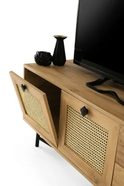 Mobile TV quercia e nero 140x40x60h cm 2 ante e 2 cassetti - Apollinare