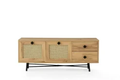 Mobile TV quercia e nero 140x40x60h cm 2 ante e 2 cassetti - Apollinare