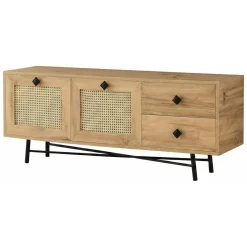 Mobile TV quercia e nero 140x40x60h cm 2 ante e 2 cassetti - Apollinare