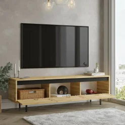 Mobile TV quercia e nero 160x35x45h cm 3 ante - Titli