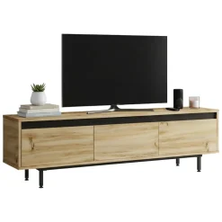 Mobile TV quercia e nero 160x35x45h cm 3 ante - Titli