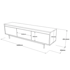 Mobile TV quercia e nero 160x35x45h cm 3 ante - Titli