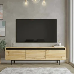 Mobile TV quercia e nero 160x35x45h cm 3 ante - Titli