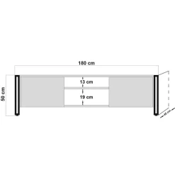 Mobile TV quercia e nero 180x45x50h cm 2 ante - Luban