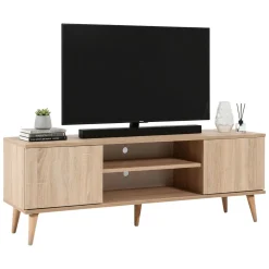 Mobili Porta Tv > Dmora Mobile TV quercia 140x40x50h cm 2 ante - Argegno Marrone Quercia