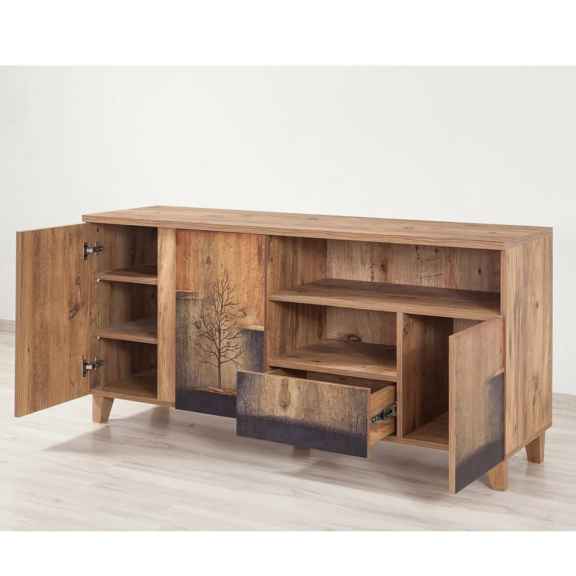 Mobile TV quercia 160x45x76h cm 3 ante e 1 cassetto - Bucarest