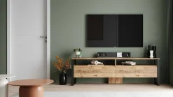Mobili Porta Tv|Salotto > Dmora Mobile TV quercia 180x35x56h cm 2 ante - Khartum Marrone Quercia
