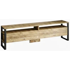 Mobili Porta Tv|Salotto > Dmora Mobile TV quercia 180x35x56h cm 2 ante - Khartum Marrone Quercia