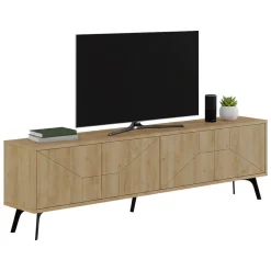Mobili Porta Tv > Dmora Mobile TV quercia 180x29x50h cm 4 ante - OlgadiKiev Marrone Quercia
