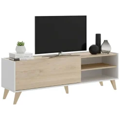 Mobili Porta Tv|Salotto > Dmora Mobile TV rovere e bianco 155x43x47h cm modulabile - Allesia Bianco, Marrone Rovere