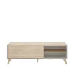 Mobili Porta Tv|Salotto > Dmora Mobile TV rovere e bianco 155x43x47h cm modulabile - Allesia Bianco, Marrone Rovere