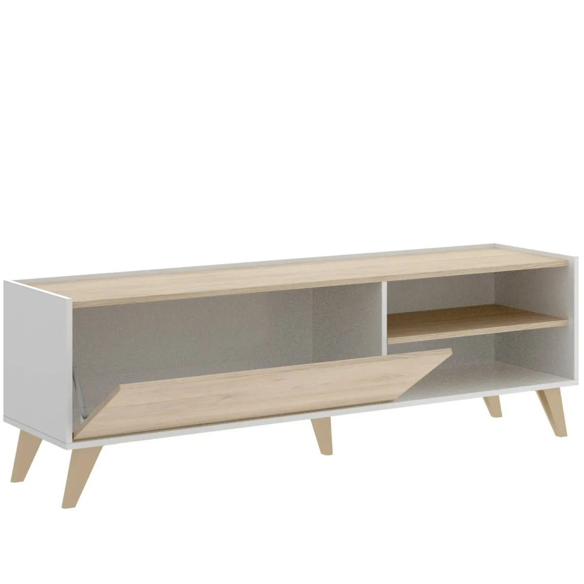 Mobili Porta Tv|Salotto > Dmora Mobile TV rovere e bianco 155x43x47h cm modulabile - Allesia Bianco, Marrone Rovere