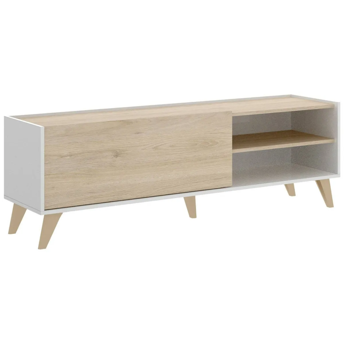 Mobili Porta Tv|Salotto > Dmora Mobile TV rovere e bianco 155x43x47h cm modulabile - Allesia Bianco, Marrone Rovere