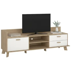 Mobile TV rovere e bianco 181x51x61h cm 2 ante e 1 cassetto - Agathis