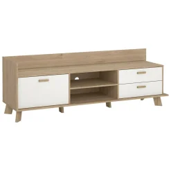 Mobile TV rovere e bianco 181x51x61h cm 2 ante e 1 cassetto - Agathis
