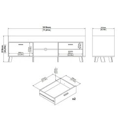 Mobile TV rovere e bianco 181x51x61h cm 2 ante e 1 cassetto - Agathis