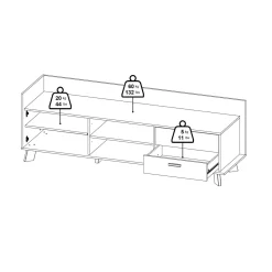 Mobile TV rovere e bianco 181x51x61h cm 2 ante e 1 cassetto - Agathis