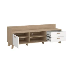Mobile TV rovere e bianco 181x51x61h cm 2 ante e 1 cassetto - Agathis