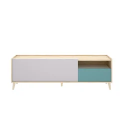 Mobili Porta Tv|Salotto > Dmora Mobile TV rovere e grigio 155x43x47h cm modulabile con 1 cassetto - Axterix Grigio, Marrone Rovere