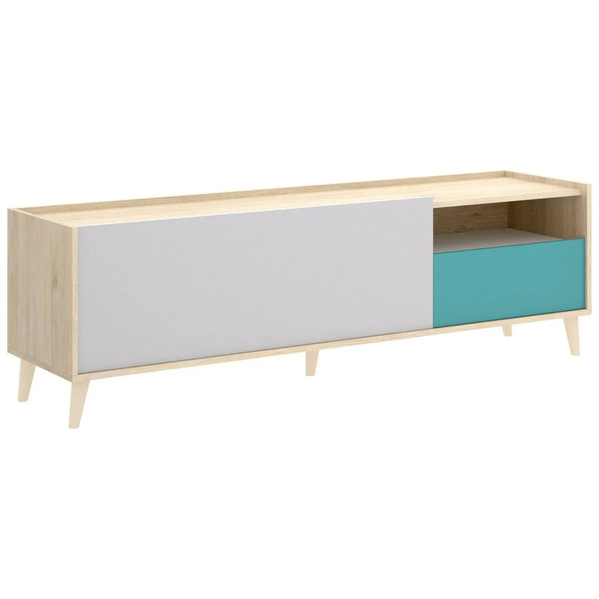 Mobili Porta Tv|Salotto > Dmora Mobile TV rovere e grigio 155x43x47h cm modulabile con 1 cassetto - Axterix Grigio, Marrone Rovere
