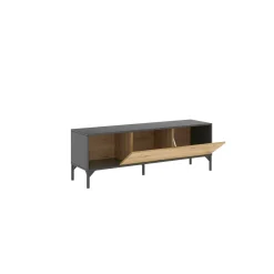 Mobili Porta Tv|Salotto > Dmora Mobile TV rovere nodi e antracite 132x38x44h cm modulabile - Porcia Nero Antracite, Marrone Rovere Nodi