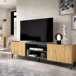 Mobile TV rovere nodi e antracite 161x35x45h cm 2 ante - Arya