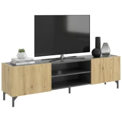 Mobile TV rovere nodi e antracite 161x35x45h cm 2 ante - Arya