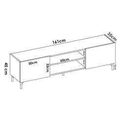 Mobile TV rovere nodi e antracite 161x35x45h cm 2 ante - Arya