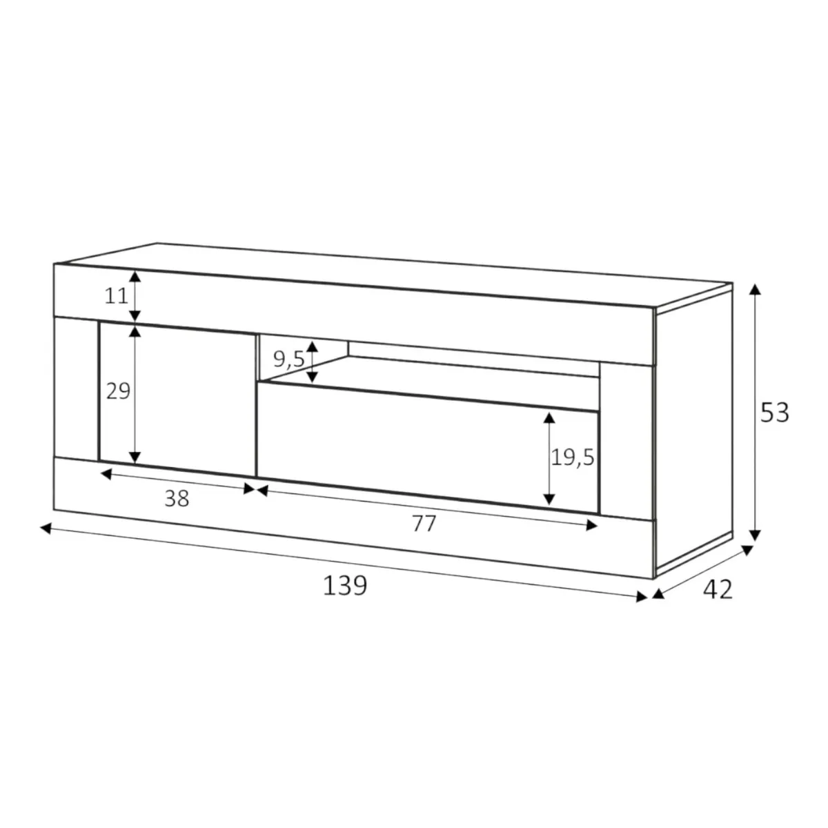 Salotto > Dmora Mobile TV rovere nodi e bianco 139x42x53h cm 2 ante - Kunzite Bianco, Marrone Rovere Nodi