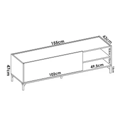 Mobile TV rovere nodi 155x43x47h cm modulabile - Allesia