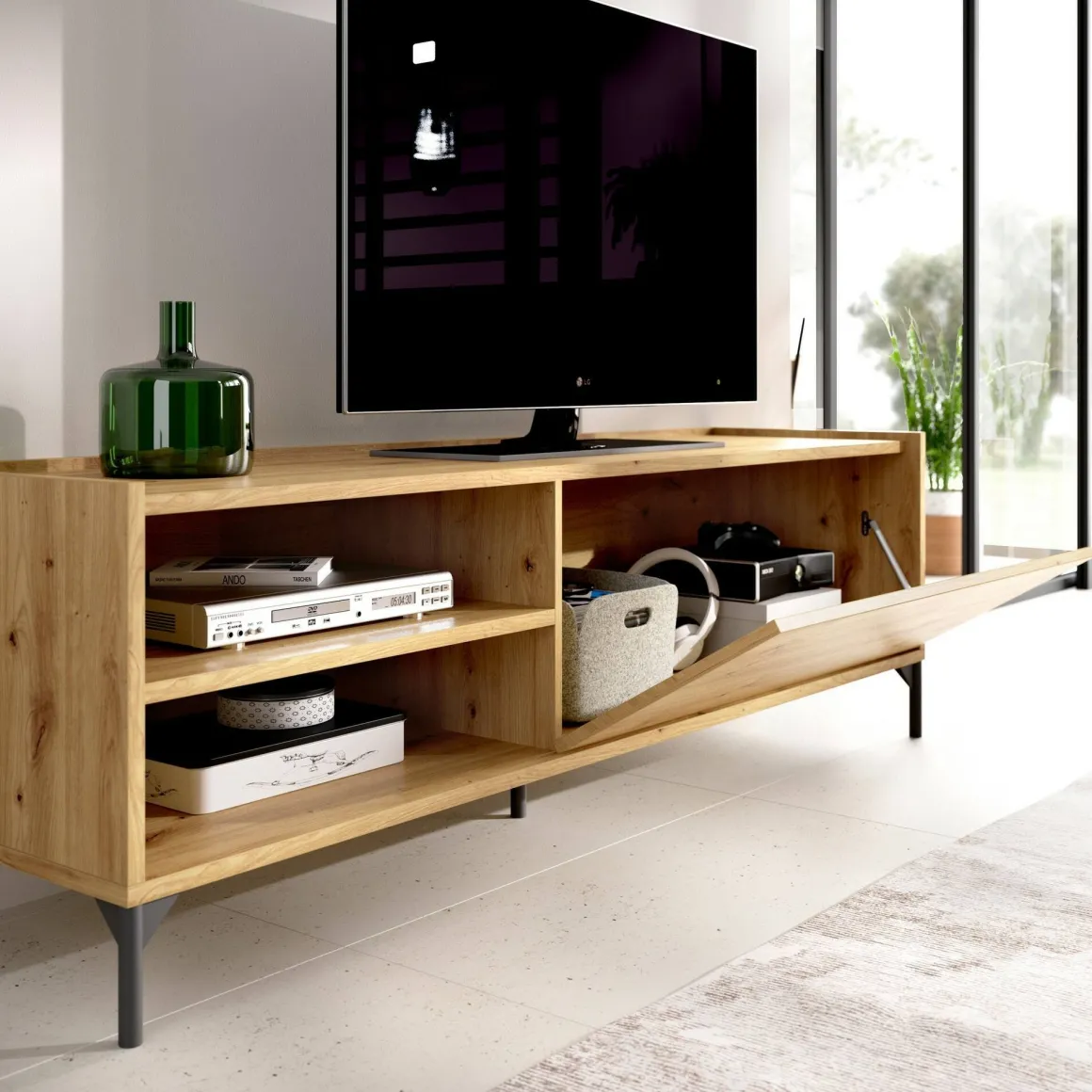 Mobile TV rovere nodi 155x43x47h cm modulabile - Allesia