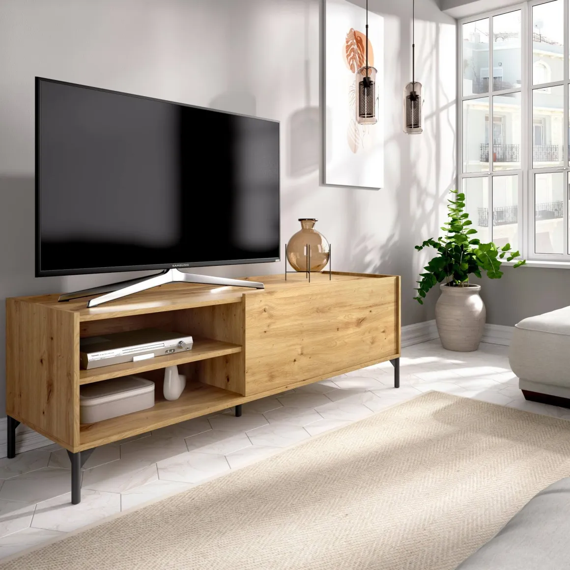 Mobile TV rovere nodi 155x43x47h cm modulabile - Allesia