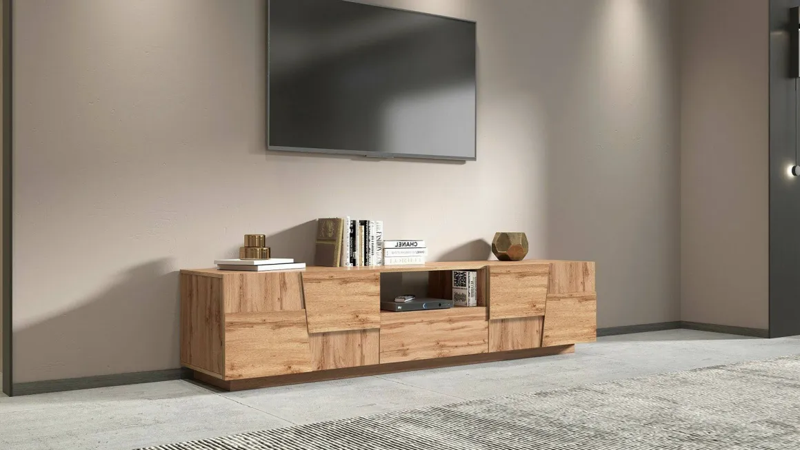 Mobile TV rovere 220x44x46h cm 4 ante e 1 cassetto - Maestrale