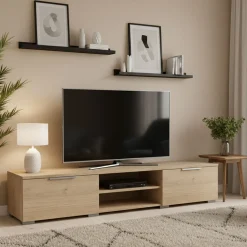 Mobili Porta Tv > Dmora Mobile TV rovere 172x39x33h cm in legno - Ammiro Marrone Rovere