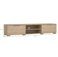 Mobili Porta Tv > Dmora Mobile TV rovere 172x39x33h cm in legno - Ammiro Marrone Rovere