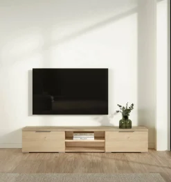 Mobili Porta Tv > Dmora Mobile TV rovere 172x39x33h cm in legno - Ammiro Marrone Rovere