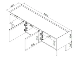 Mobile TV verde e rovere 150x40x52h cm 3 ante - Calanna