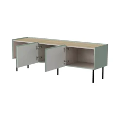 Mobile TV verde e rovere 150x40x52h cm 3 ante - Calanna