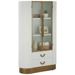 Vetrine > Dmora Mobile vetrina 2 ante 85x40x160h cm bianco e marrone - Sable Marrone, Bianco