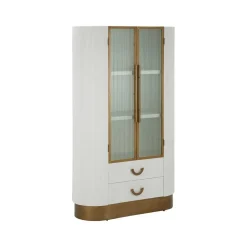 Vetrine > Dmora Mobile vetrina 2 ante 85x40x160h cm bianco e marrone - Sable Marrone, Bianco