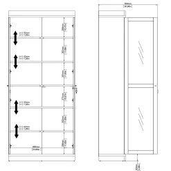 Mobile vetrina 2 ante 88x36x200h cm bianco e quercia - Axinte
