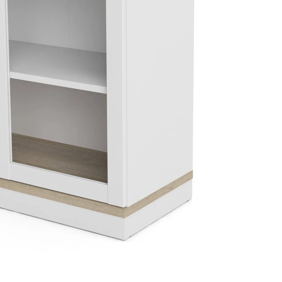 Mobile vetrina 2 ante 88x36x200h cm bianco e quercia - Axinte