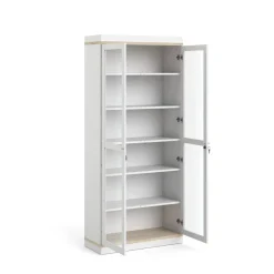 Mobile vetrina 2 ante 88x36x200h cm bianco e quercia - Axinte
