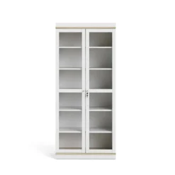 Mobile vetrina 2 ante 88x36x200h cm bianco e quercia - Axinte