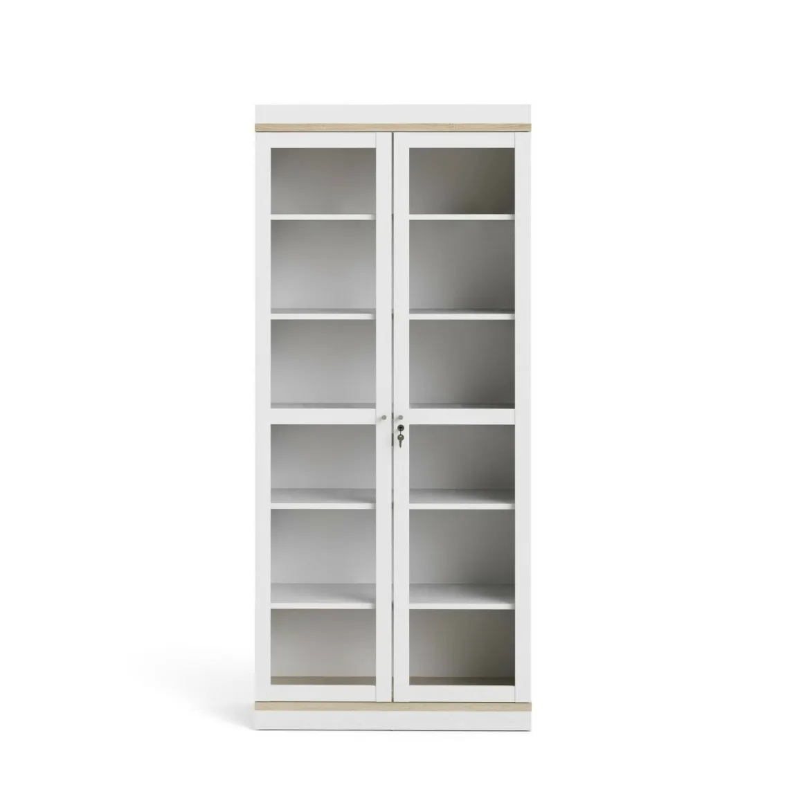 Mobile vetrina 2 ante 88x36x200h cm bianco e quercia - Axinte