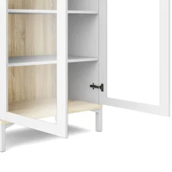 Mobile vetrina 2 ante 88x36x202h cm bianco e quercia - Hudhud