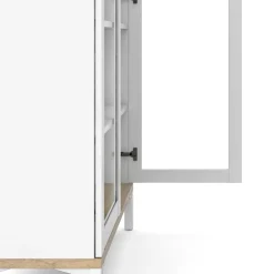 Mobile vetrina 2 ante 88x36x202h cm bianco e quercia - Hudhud