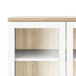 Mobile vetrina 2 ante 88x36x202h cm bianco e quercia - Hudhud