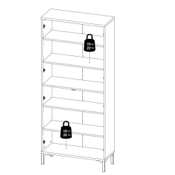 Mobile vetrina 2 ante 88x36x202h cm bianco e quercia - Hudhud